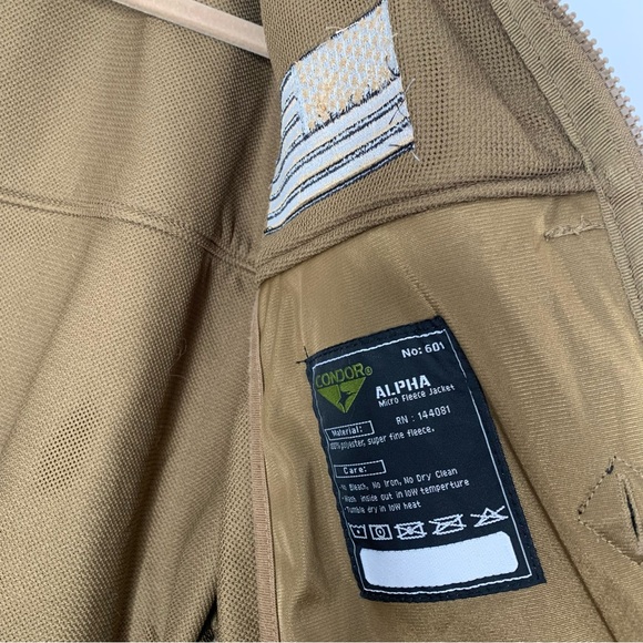 Condor Alpha Micro Fleece Tactical Jacket Men’s size XL Brown American Flag - Picture 2 of 4